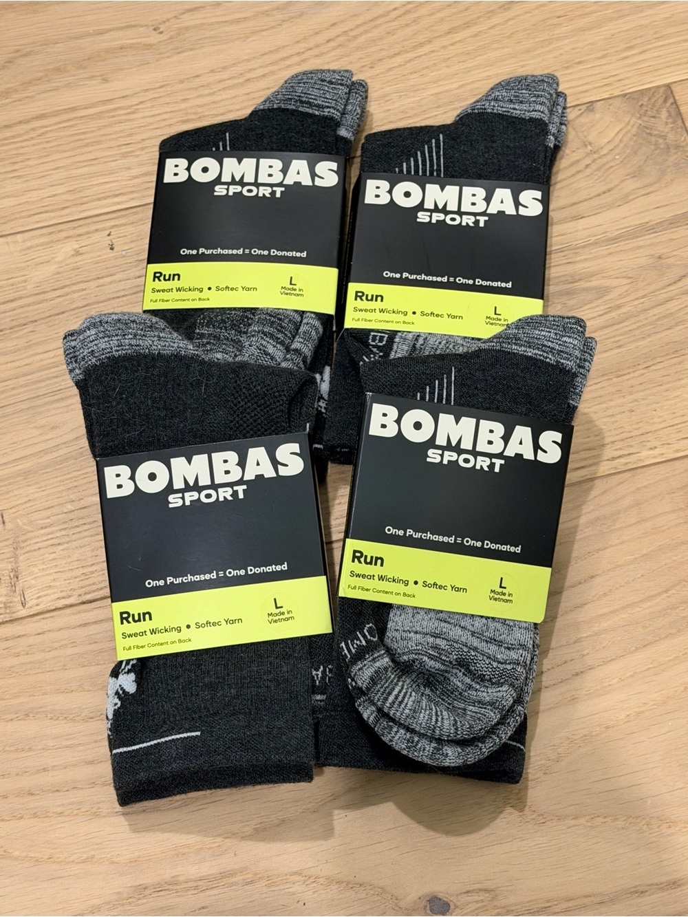 Bombas Sport Run Socks - Black & Gray (4 Pack)